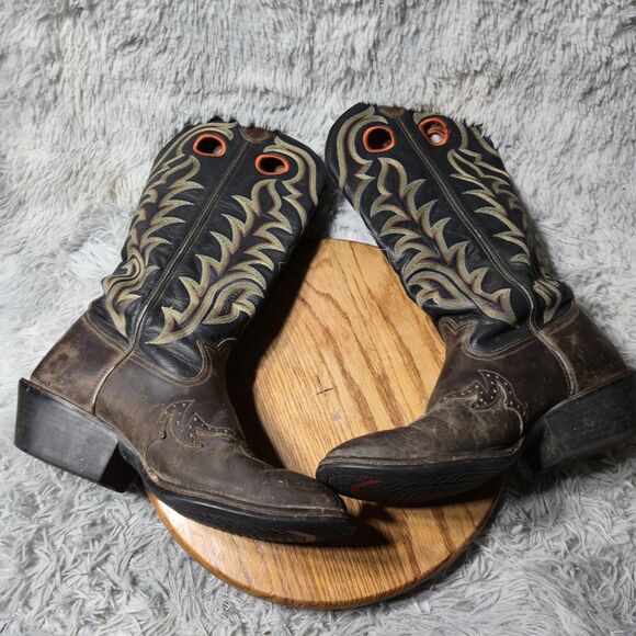 Vintage Tony Lama Mens 13D Buckaroo Leather Western Tall Shaft Embroidered Boots - Picture 4 of 16